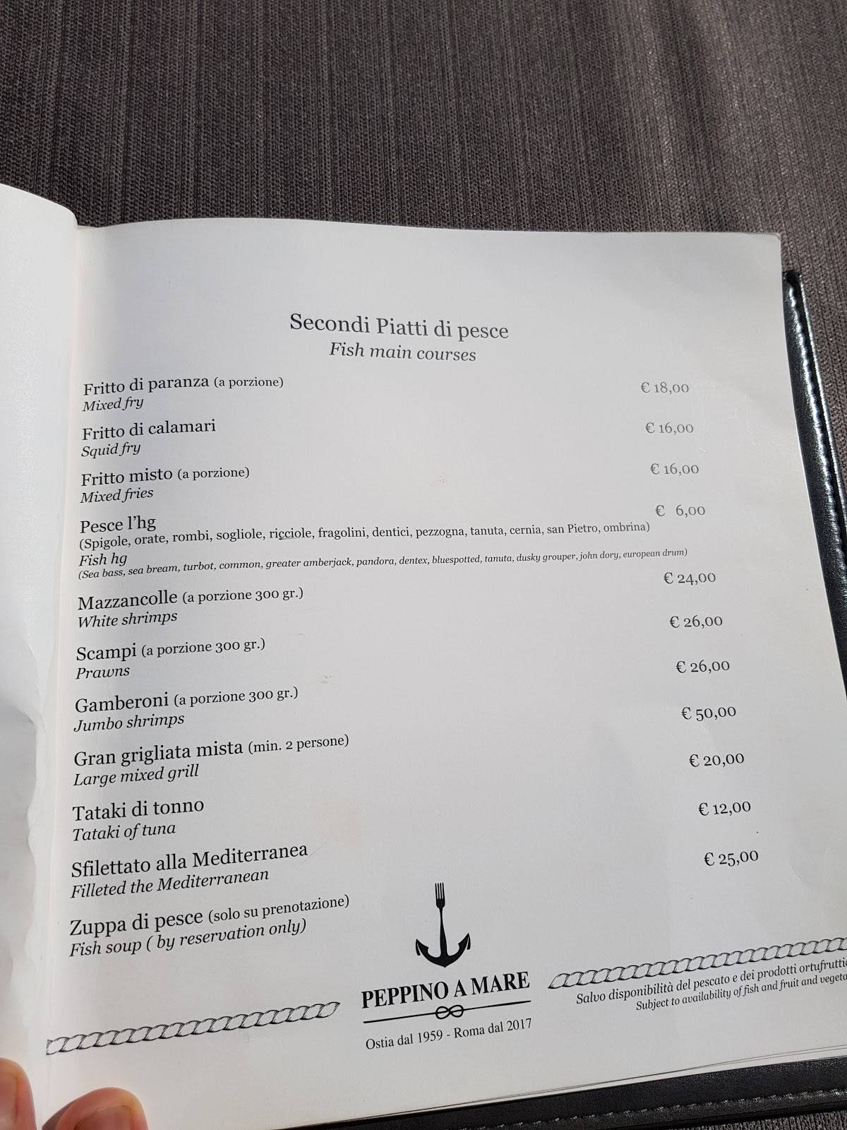 Menu di Ristorante Peppino a Mare 