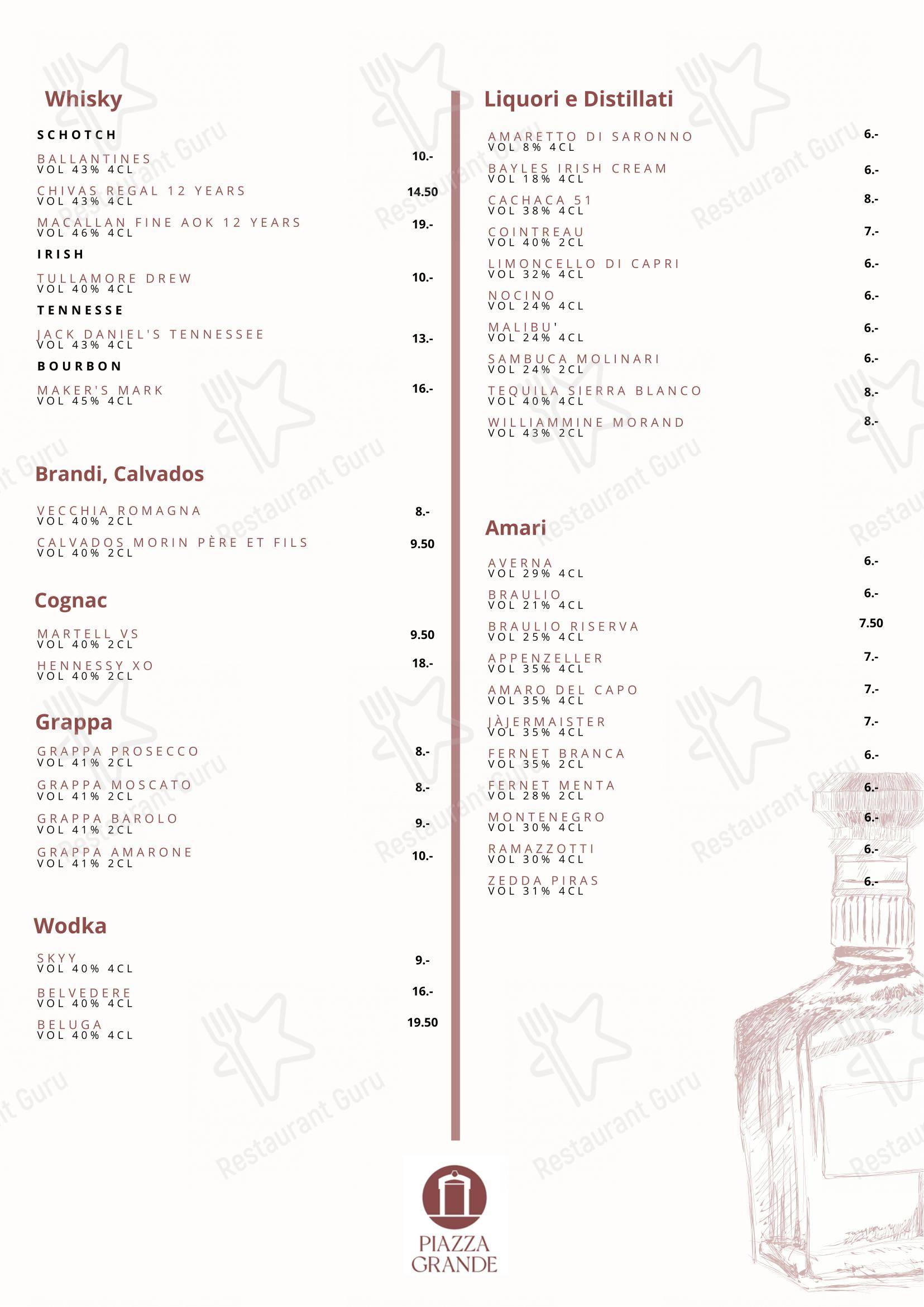 Menu di Ristorante Piazza Grande - Menu