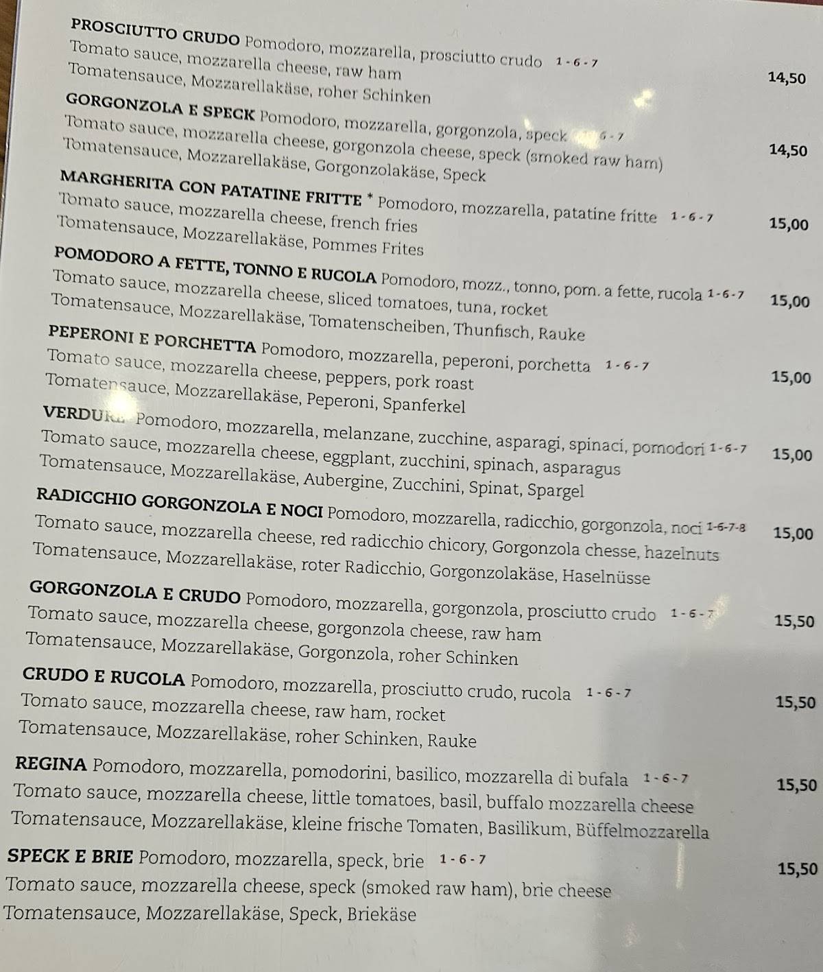 Menu di Ristorante Pizzeria 5 Torri 