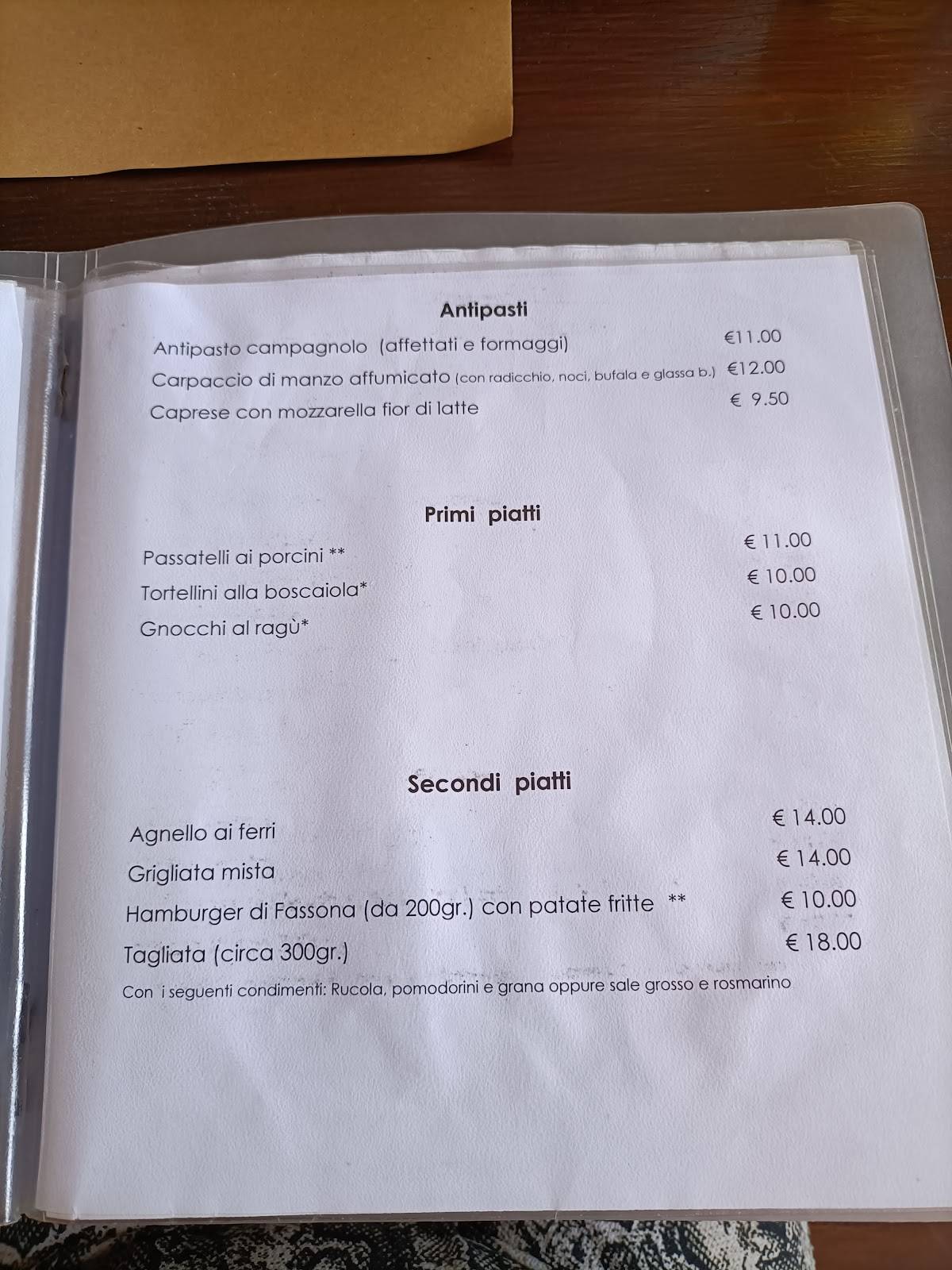 Menu di Ristorante Al Casolare 