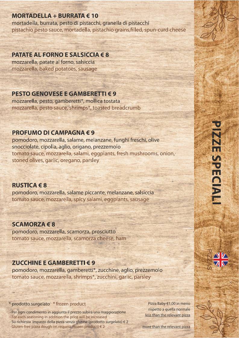 Menu di Ristorante Pizzeria Famiglia De Vita di Michele De Vita 