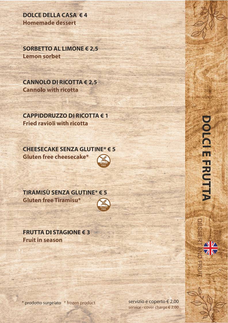 Menu di Ristorante Pizzeria Famiglia De Vita di Michele De Vita 