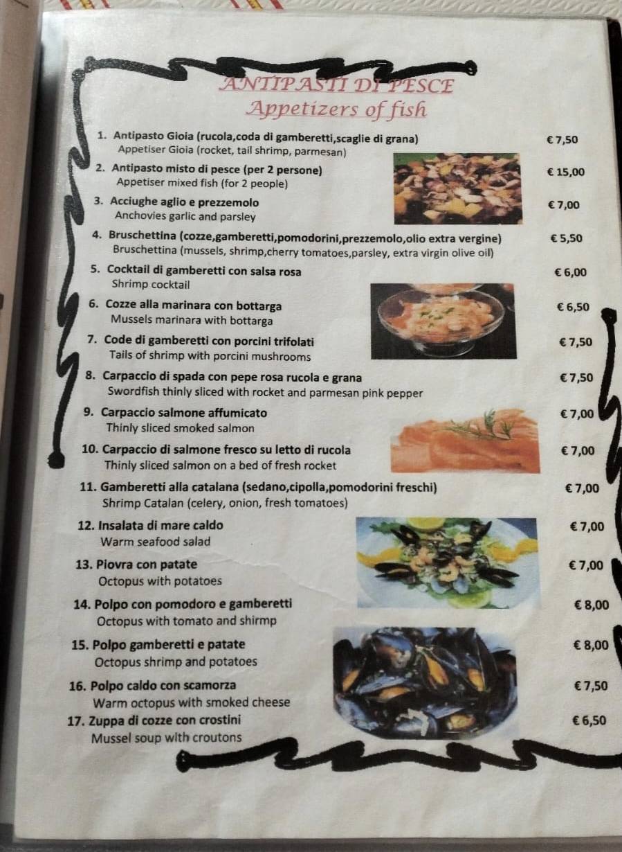 Menu di Ristorante Pizzeria Gioia 53 