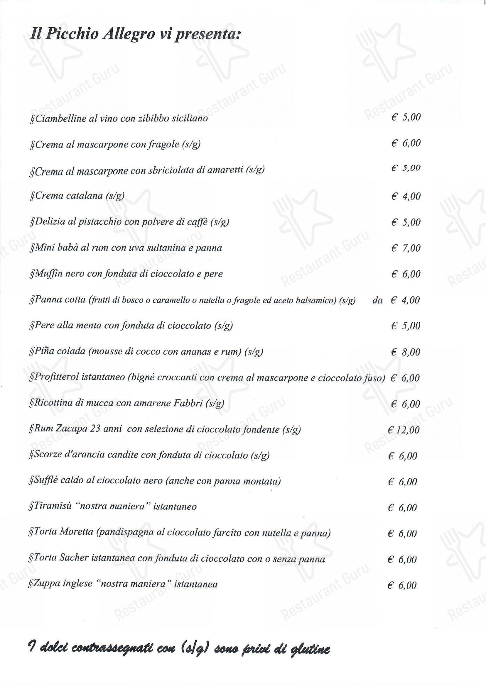 Menu bar per Ristorante Pizzeria 