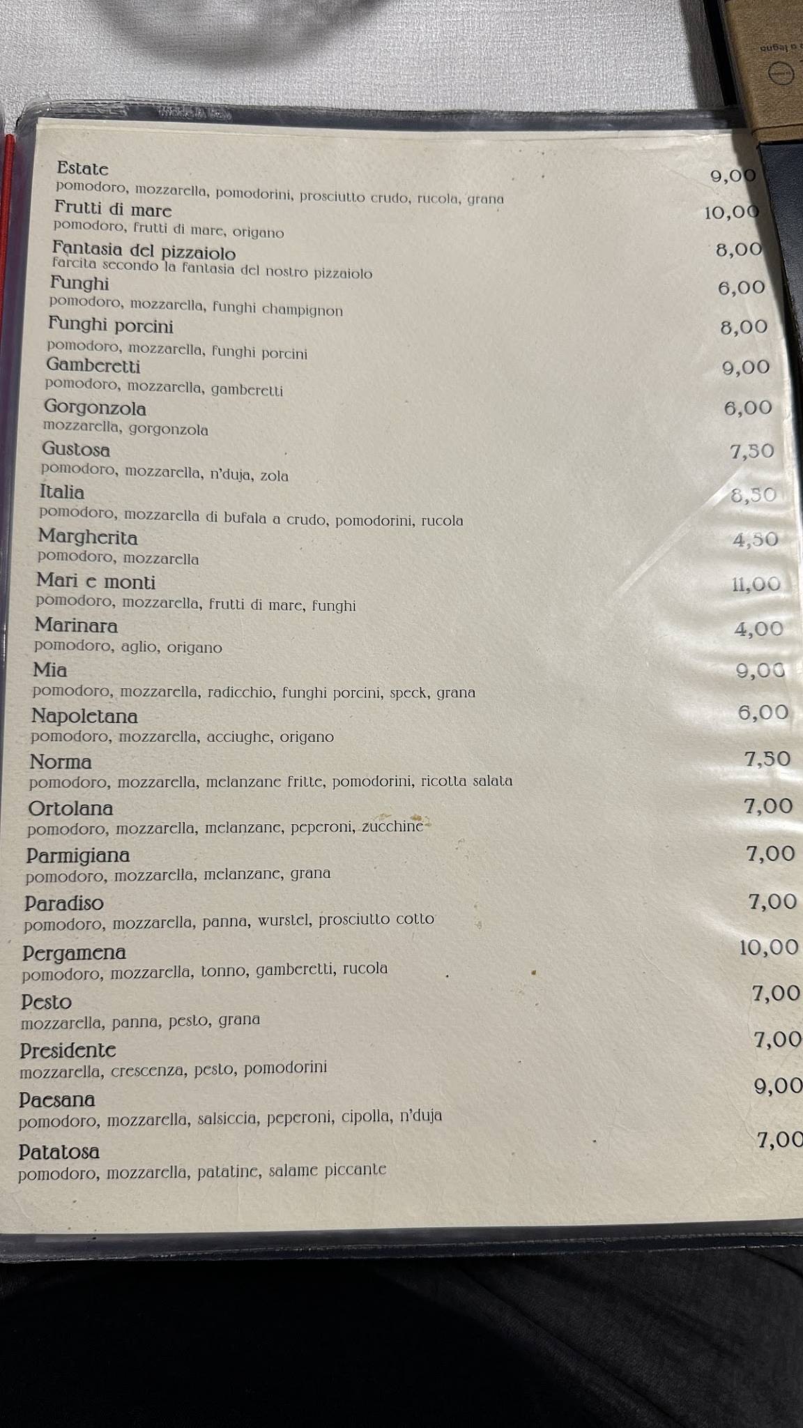 Menu di Ristorante Pizzeria Il Vicolo 