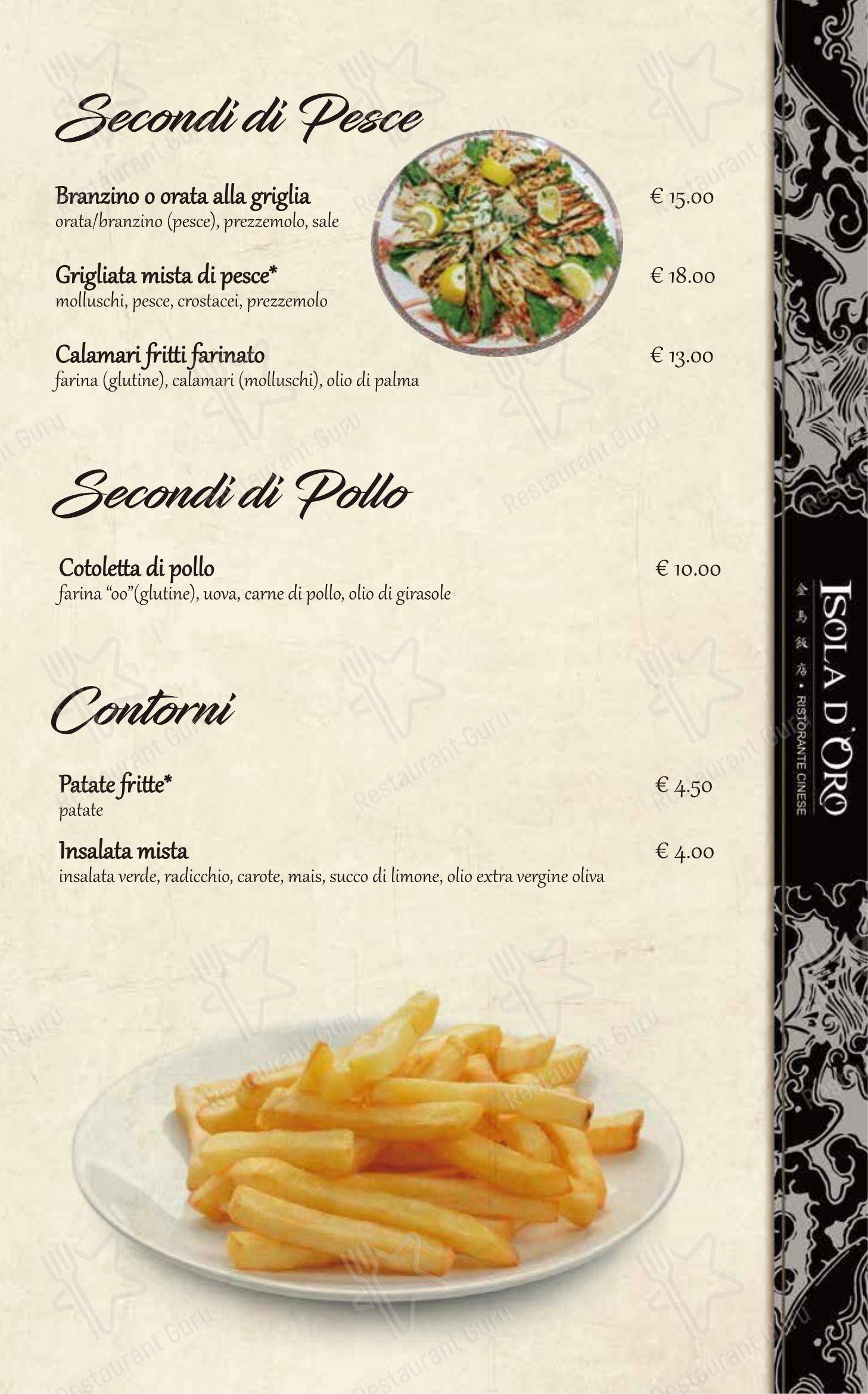 Menu per Ristorante Pizzeria Isola D'Oro in Lecco