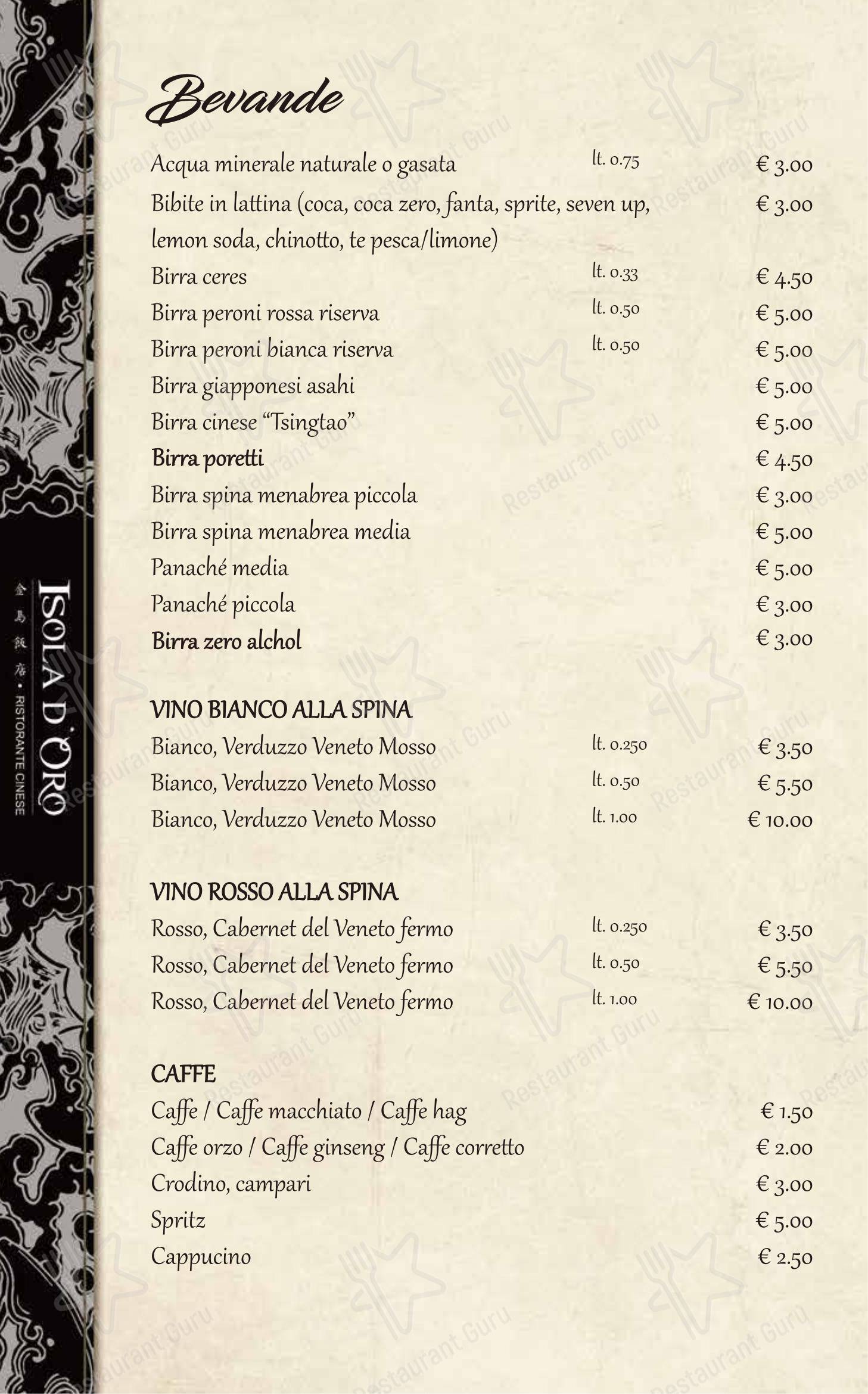 Menu per Ristorante Pizzeria Isola D'Oro ristorante