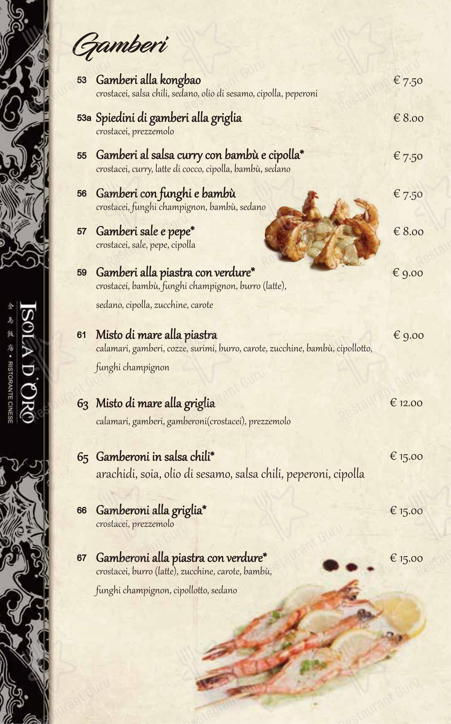 Menu di Ristorante Pizzeria Isola D'Oro - Menu