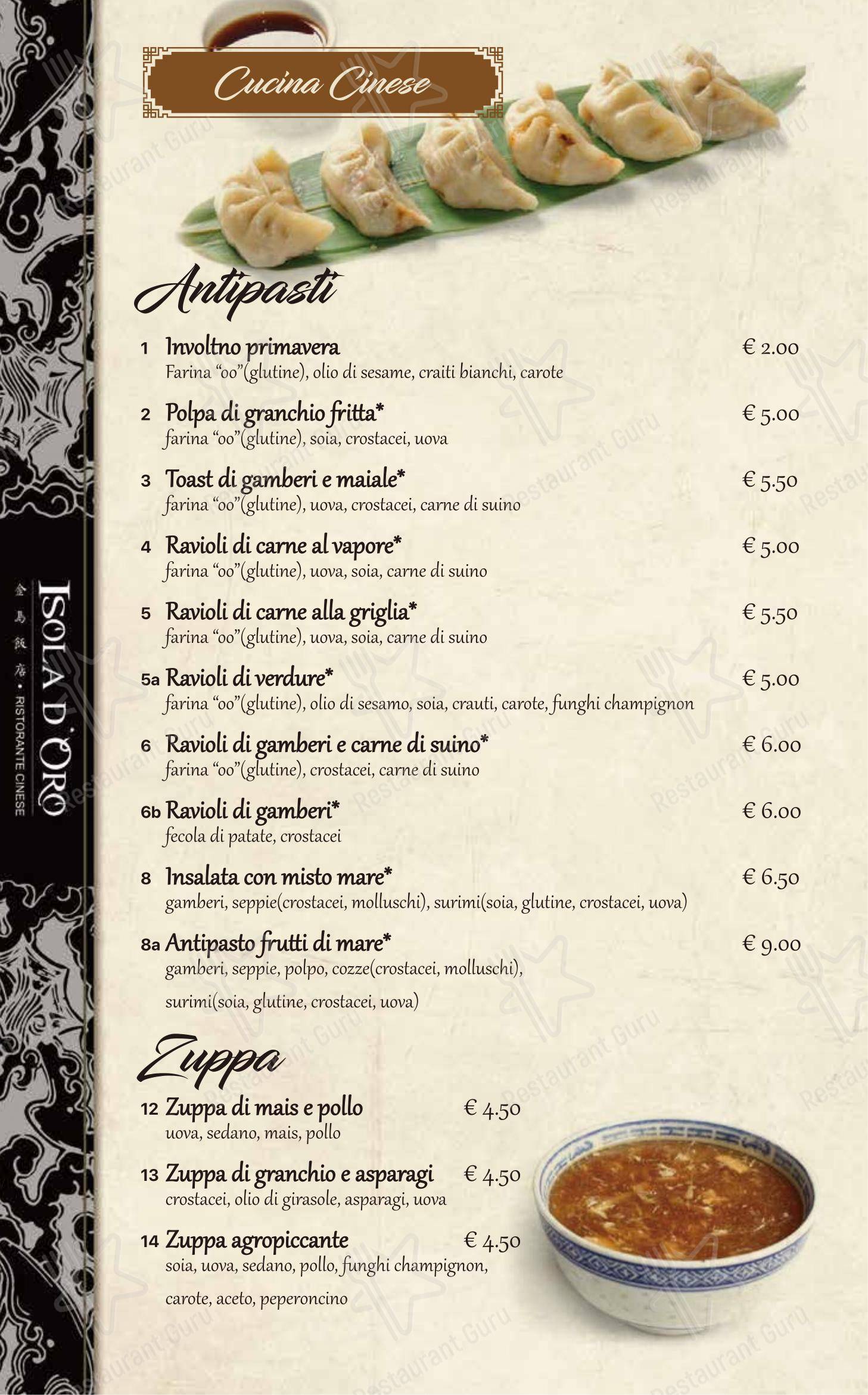 Menu per Ristorante Pizzeria Isola D'Oro ristorante