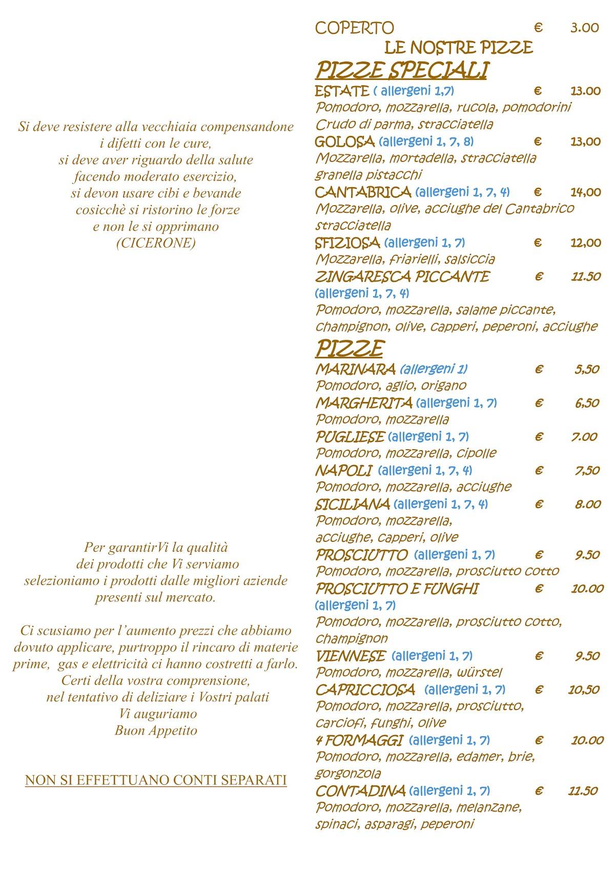 Menu di Ristorante Pizzeria La Rustica 