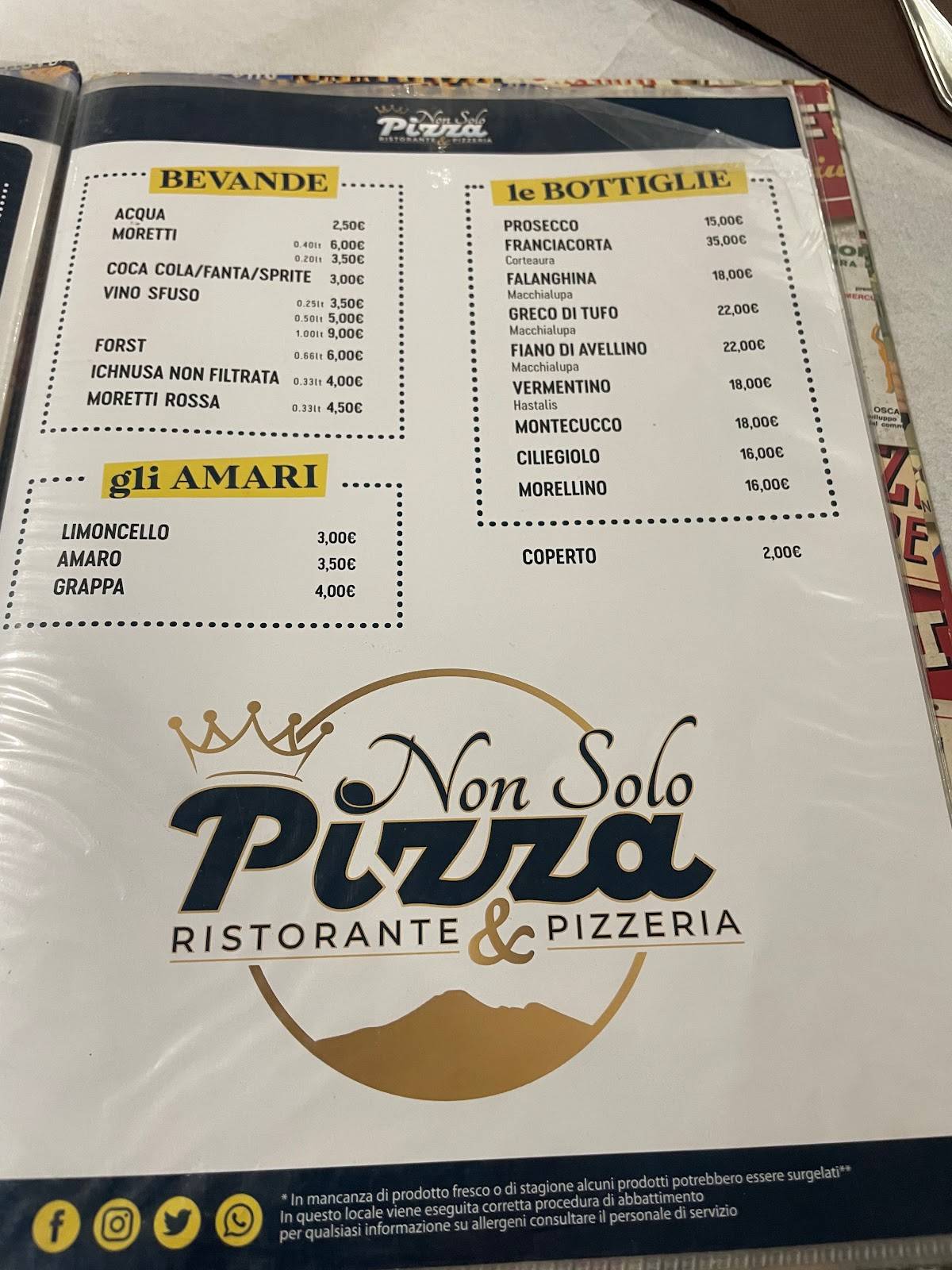 Menu di Ristorante Pizzeria Non Solo Pizza 