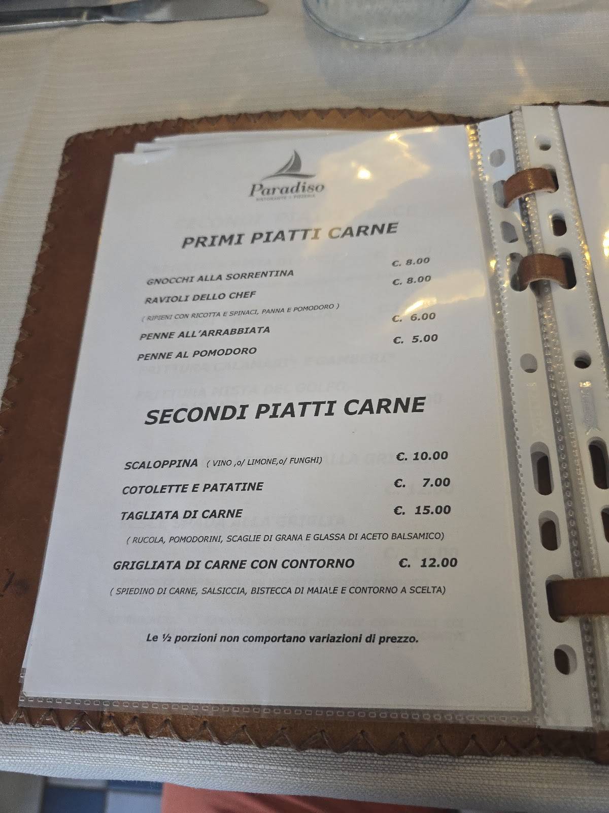 Menu di Ristorante Pizzeria Paradiso 