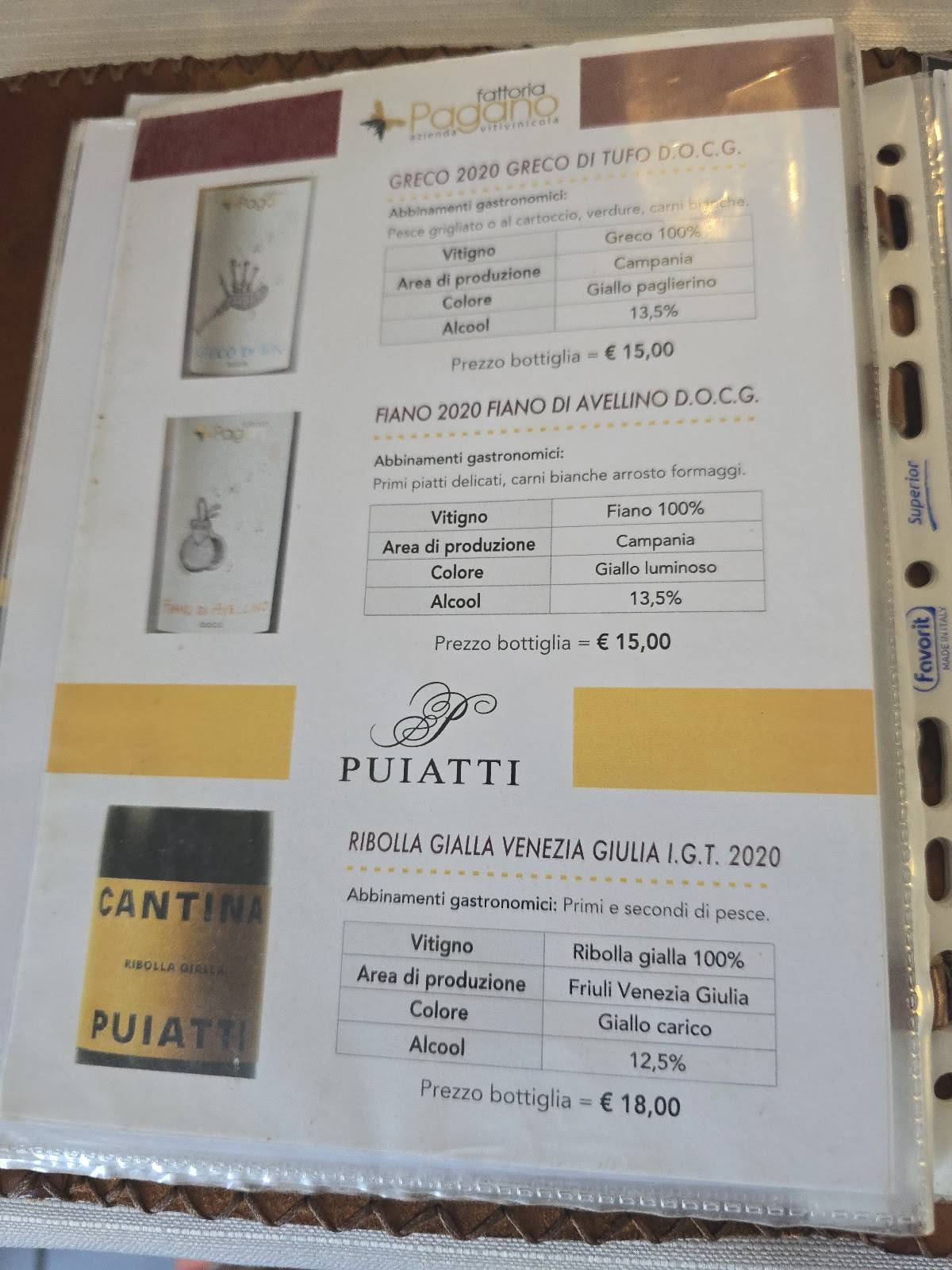 Menu di Ristorante Pizzeria Paradiso 