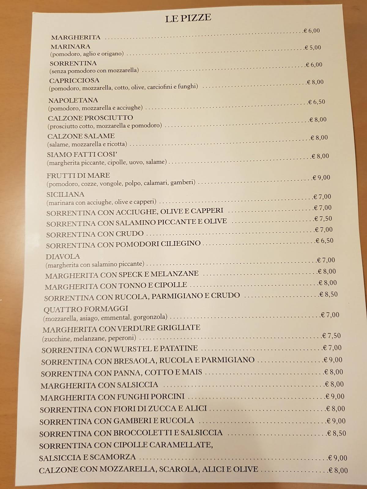 Menu di Ristorante Pizzeria Roncesare 