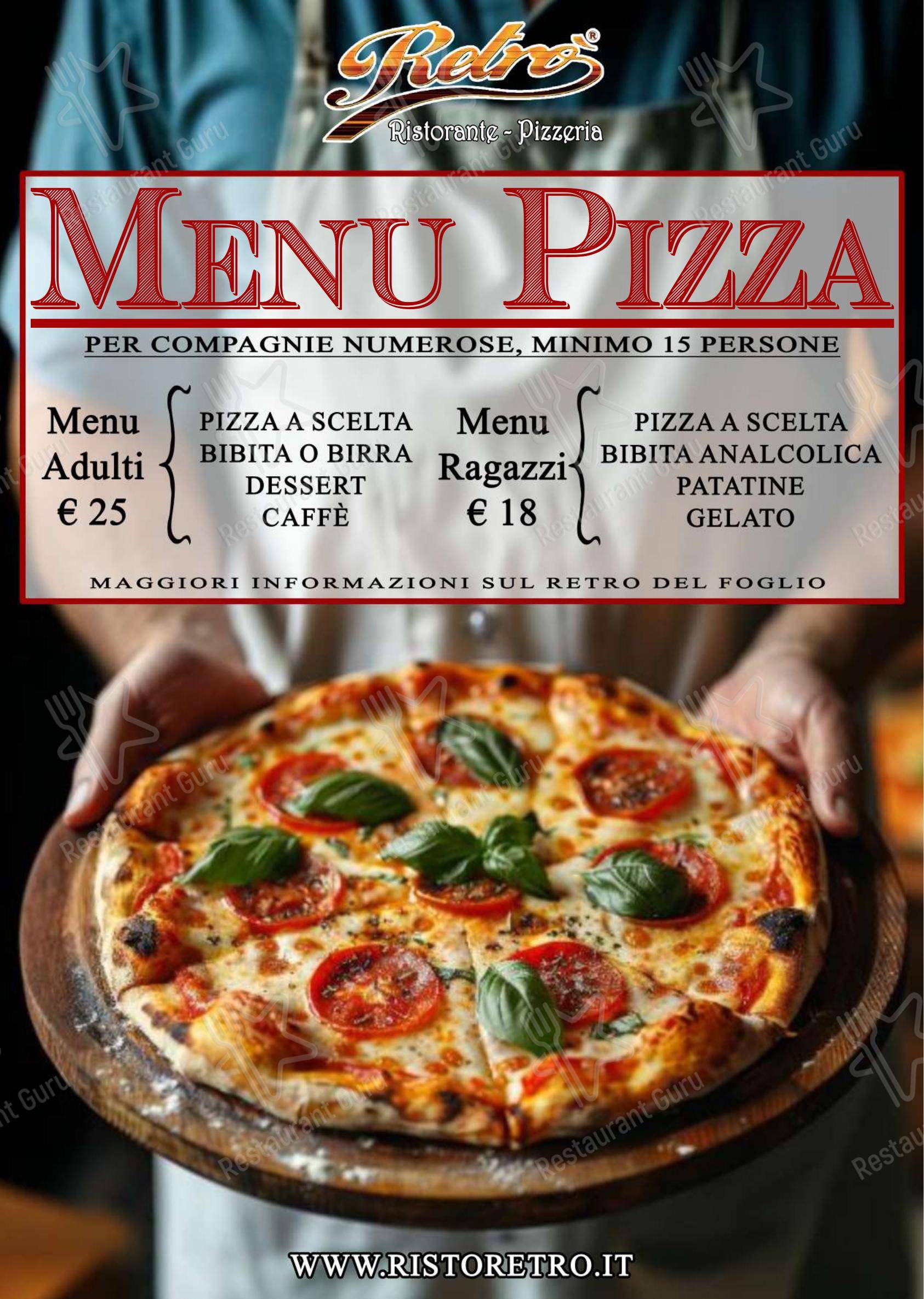 Menu per Retrò pizzeria