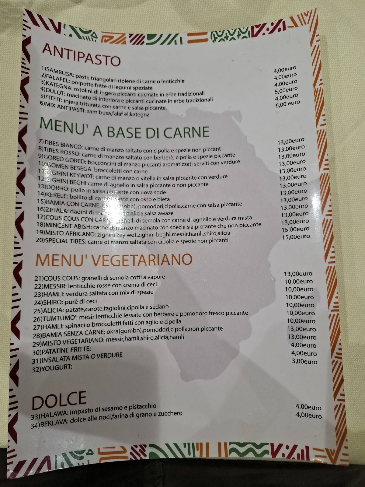 Menu di Ristorante Sapori D'africa Il Pescatore Pizzeria 