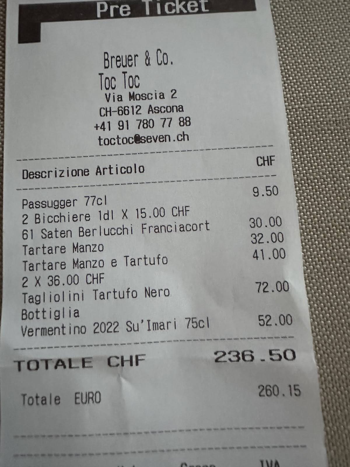 Menu di Seven Toc Toc 