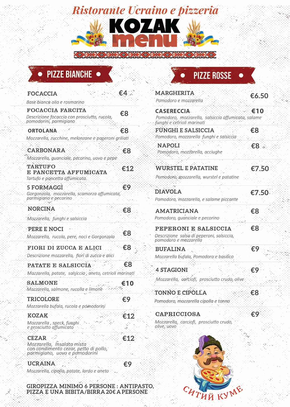 Menu di Ristorante - Pizzeria Kozak 