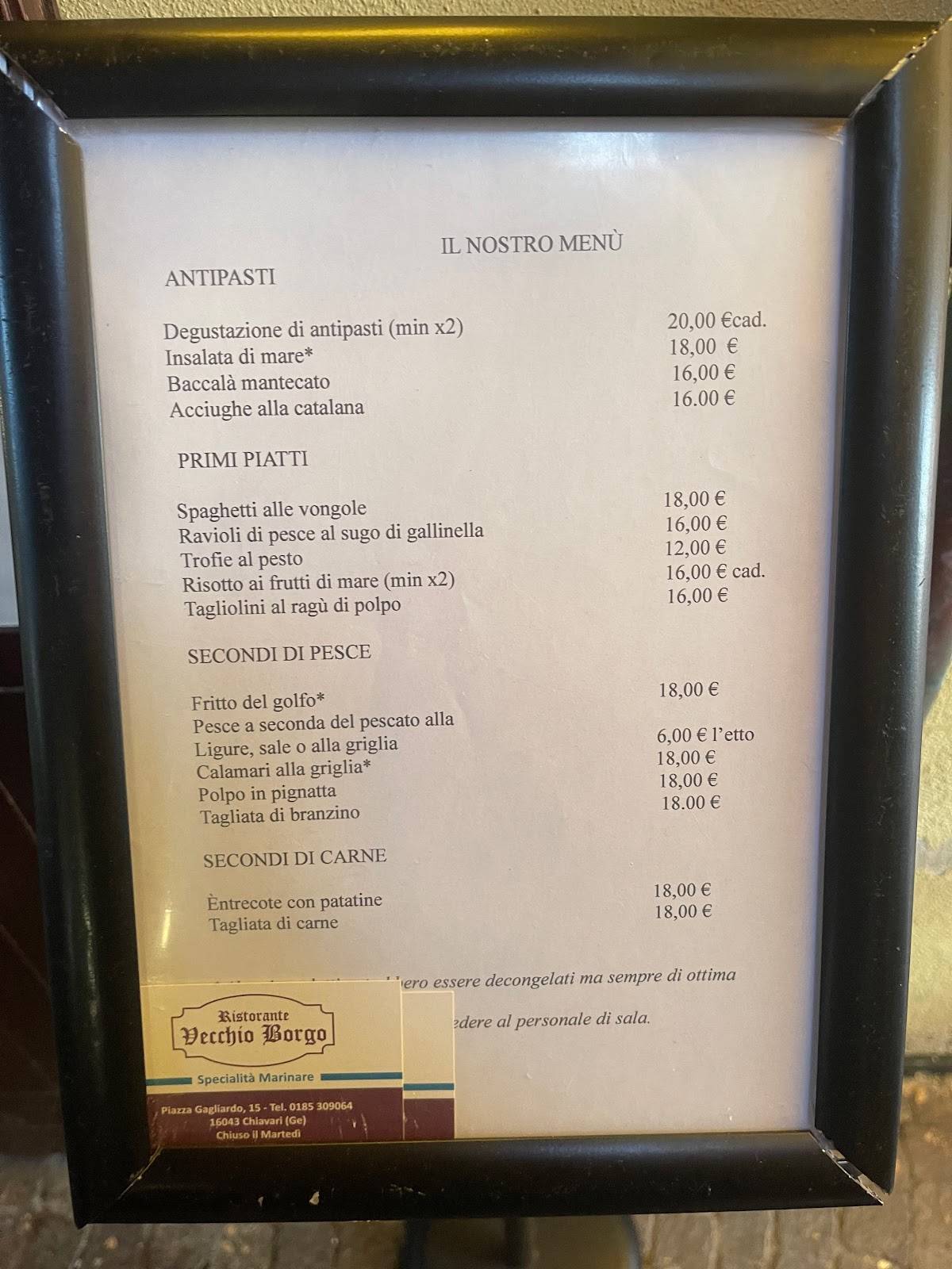 Menu di Ristorante Vecchio Borgo 