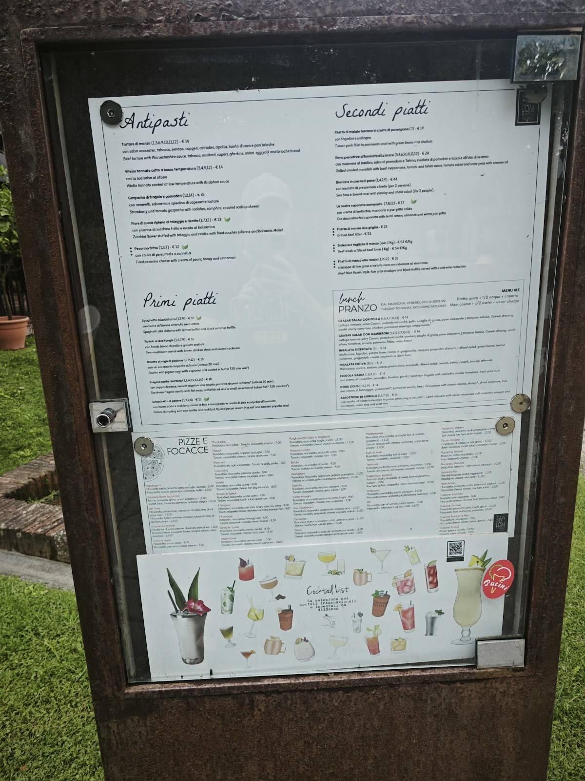 Menu di Ristorante Cocktail Bar San Colombano 