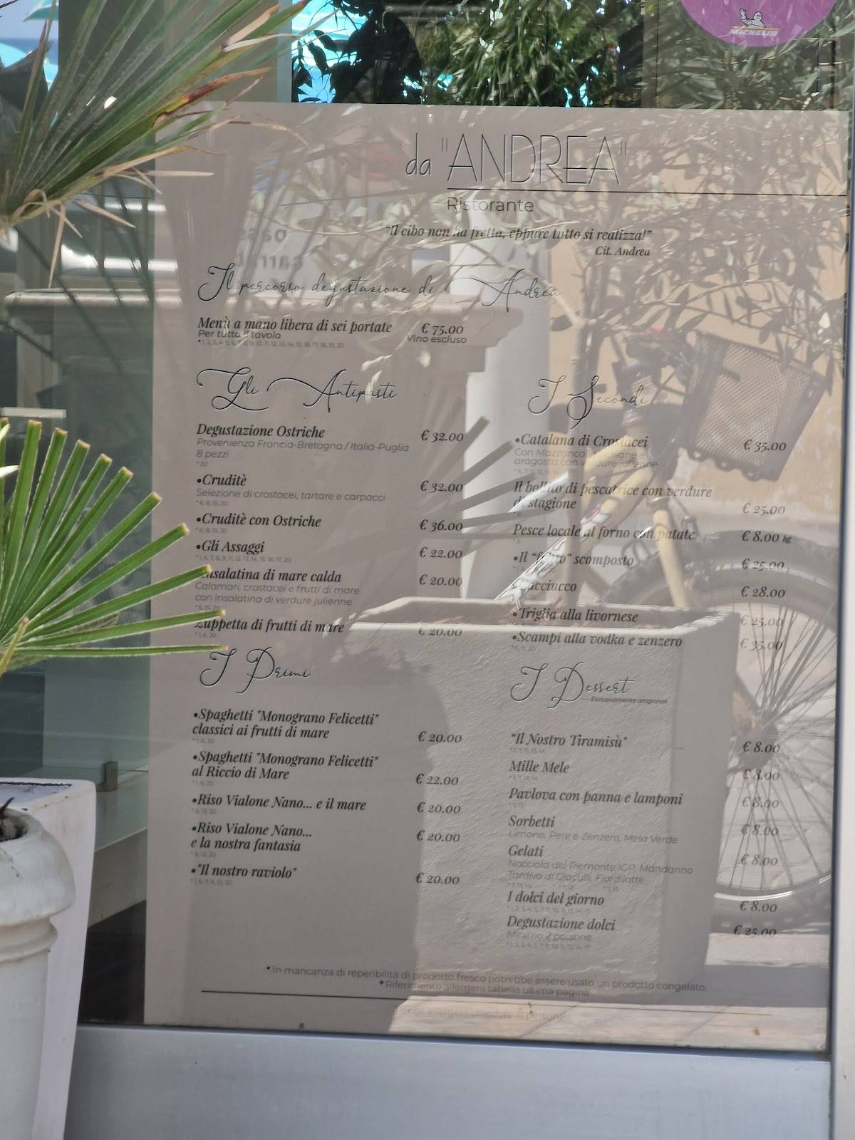 Menu di Ristorante da Andrea 