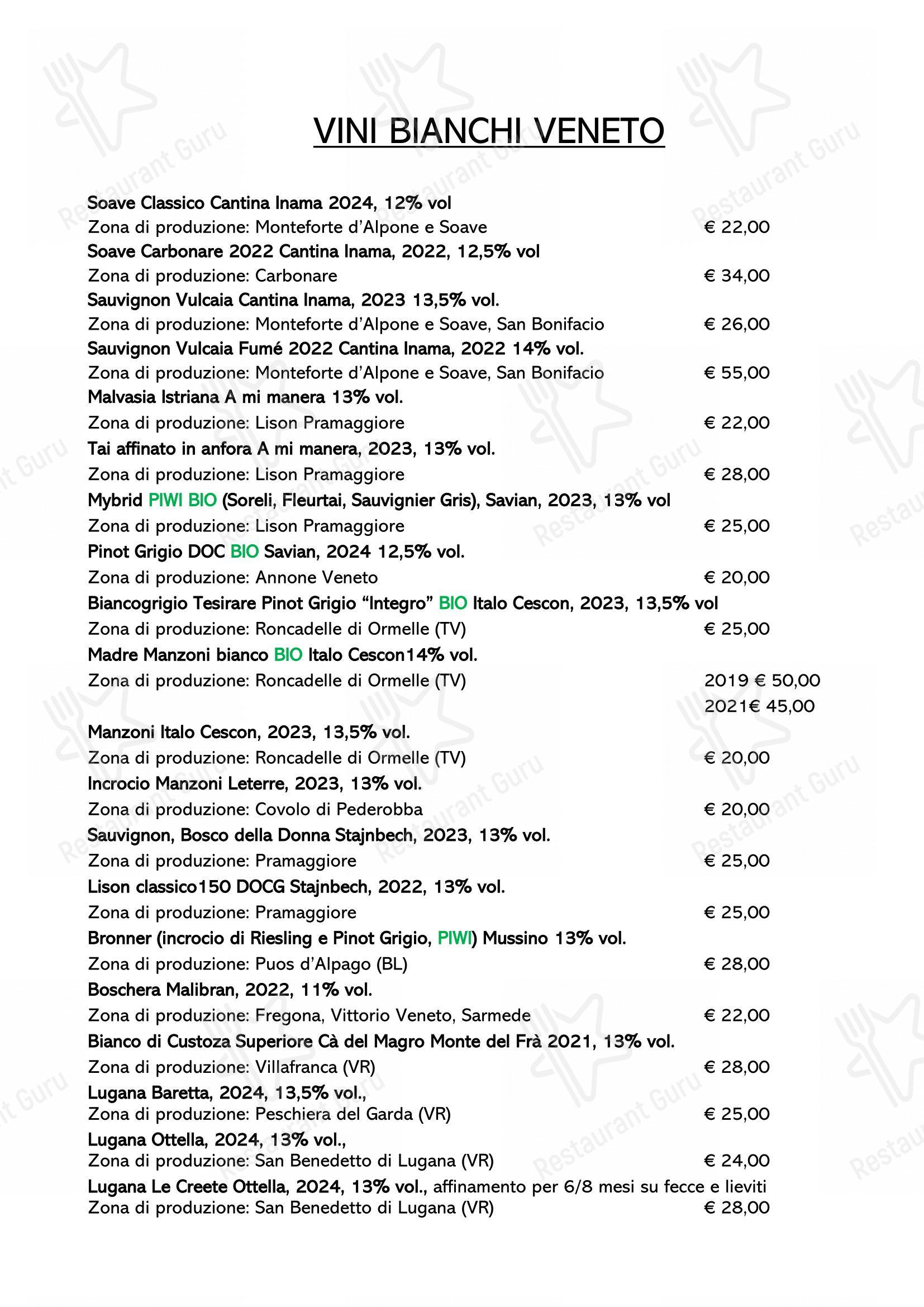 Основное меню per Ristorante da Buso ristorante