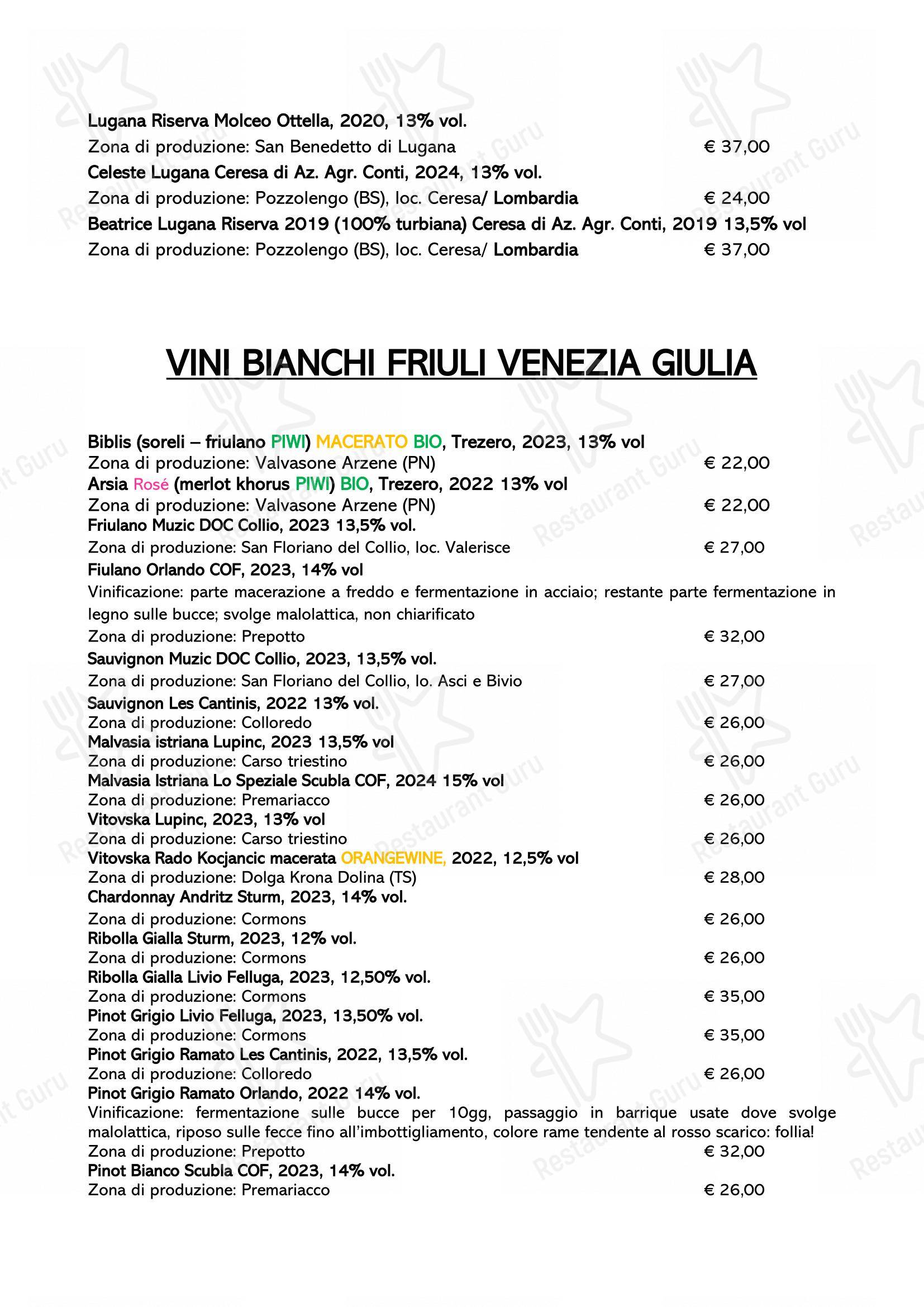 Menu di Ristorante da Buso - Основное меню
