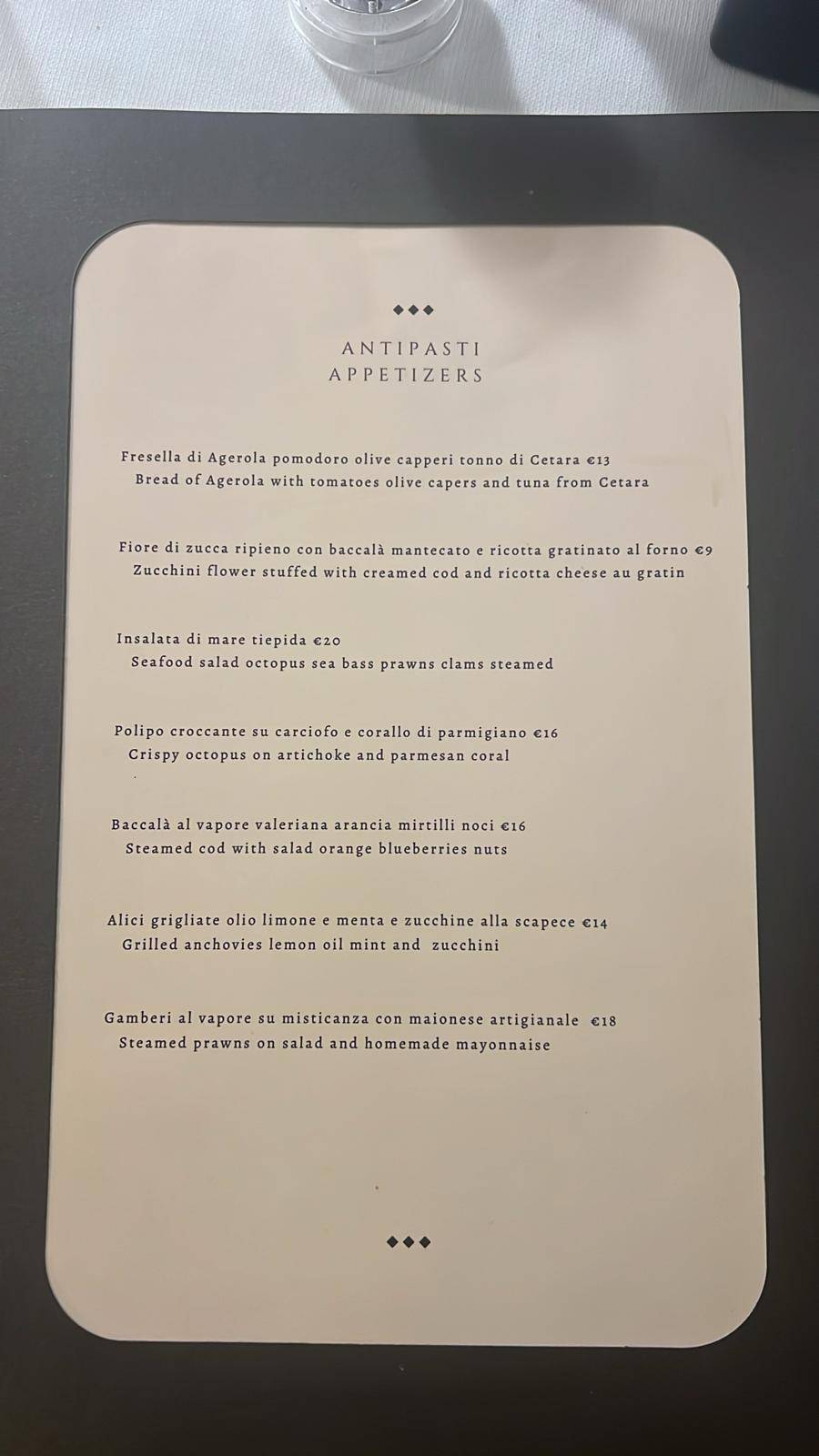 Menu de Ristorante da Enzo Ristorante Italiano