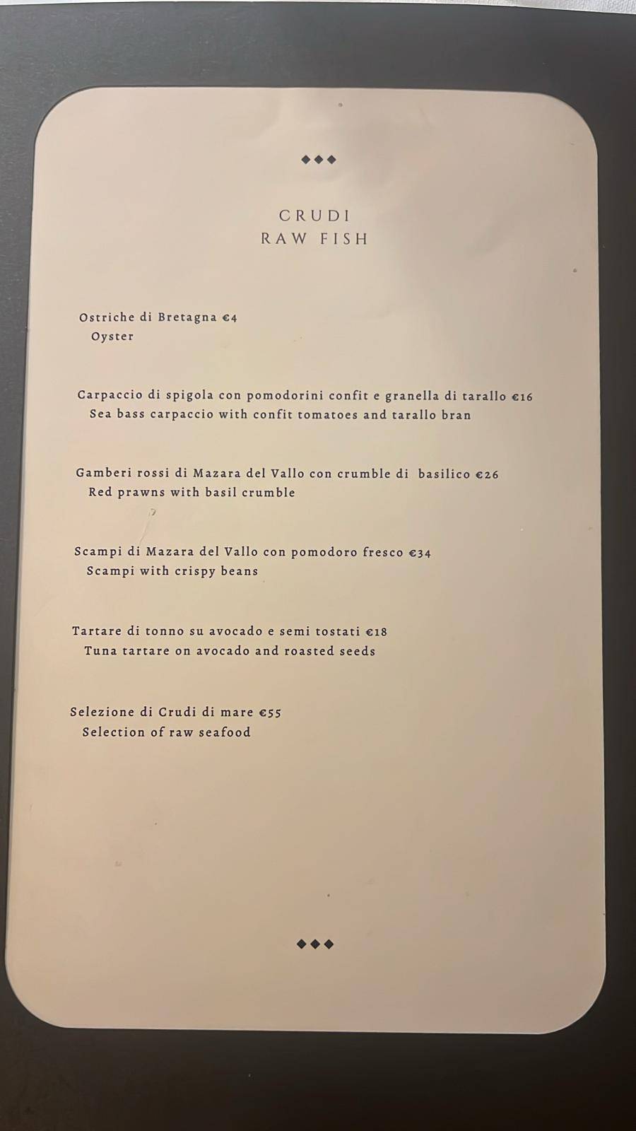 Menu de Ristorante da Enzo Ristorante Italiano