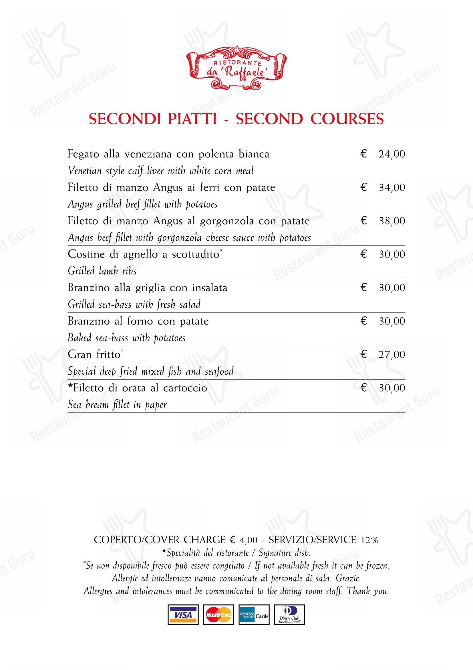 Menu bar per Ristorante da Raffaele ristorante