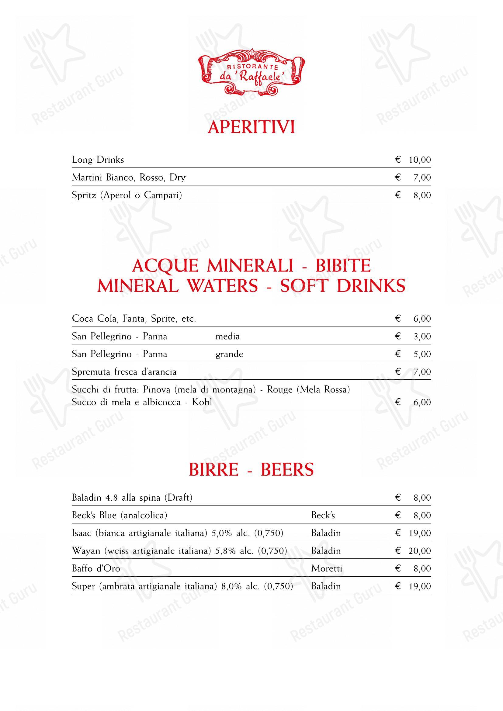 Основное меню per Ristorante da Raffaele in Venezia