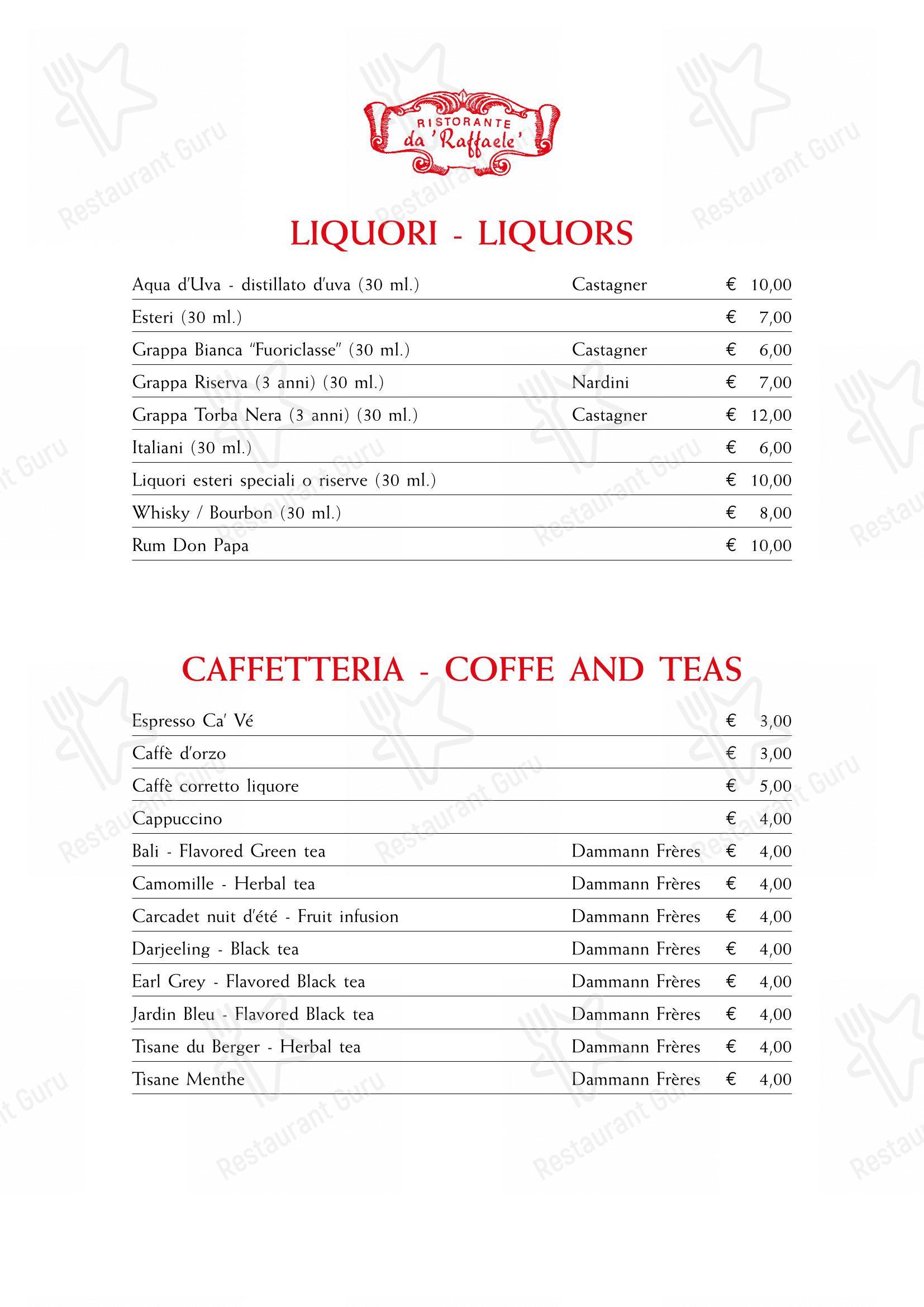 Основное меню per Ristorante da Raffaele in Venezia