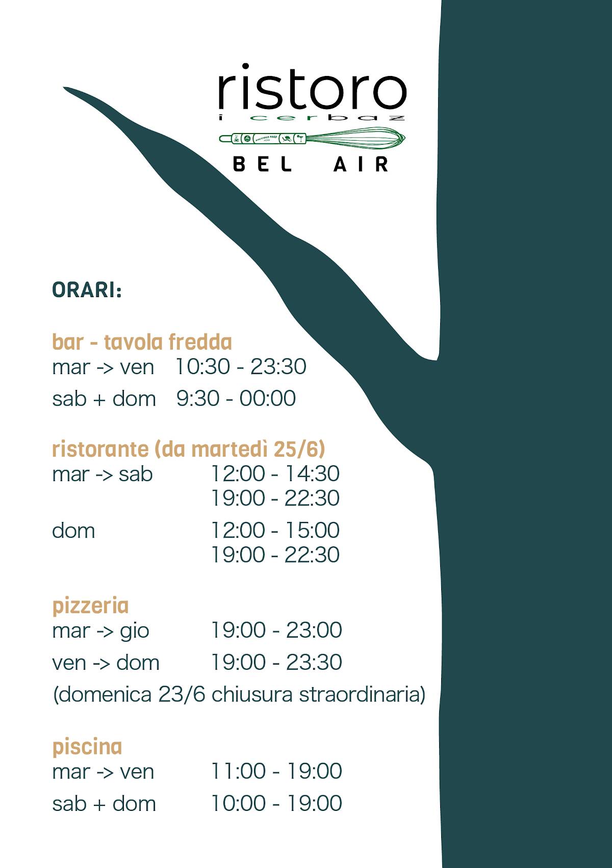 Menu di Ristoro Bel Air 