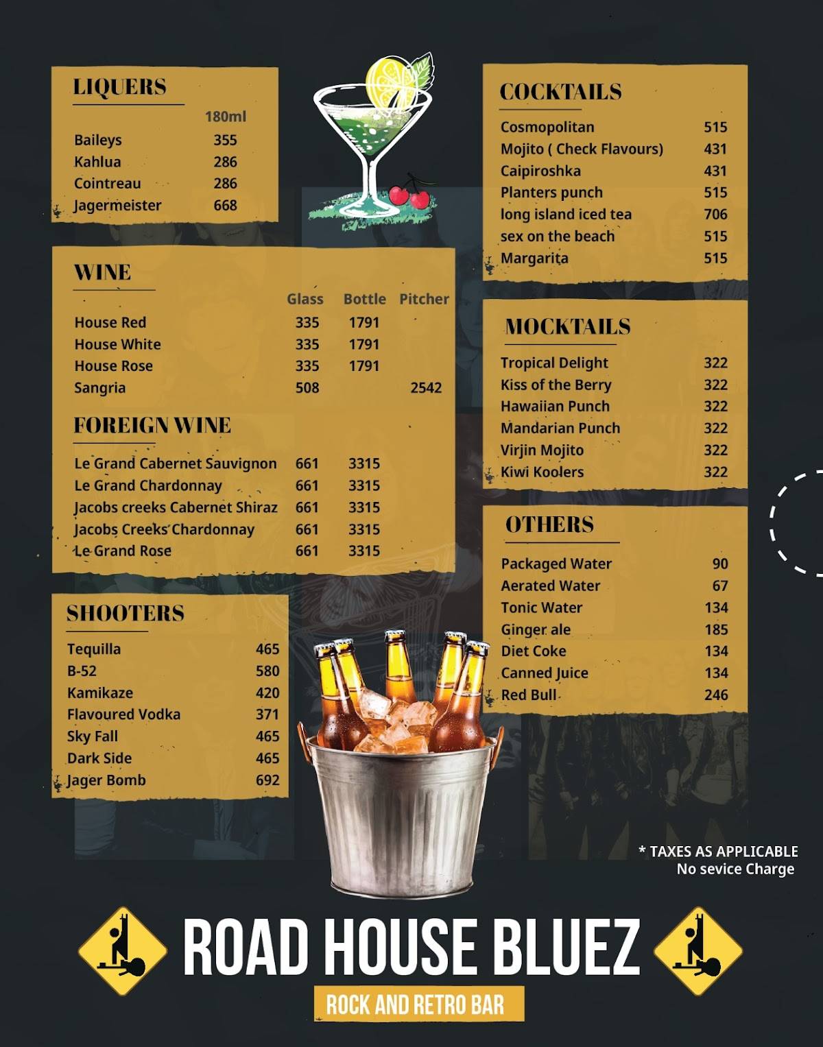 Road House Bluez menu