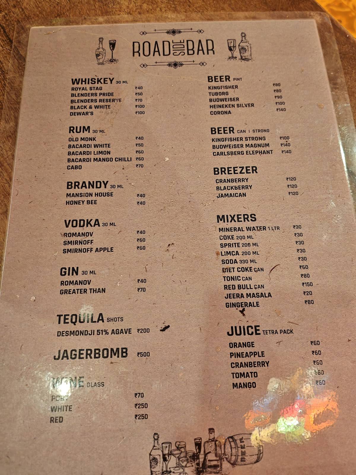 Road Side Bar menu