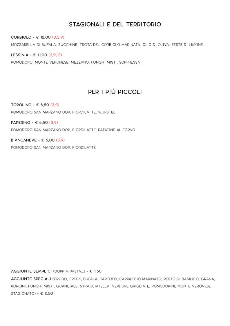 Menu di Roccolo dei Marchi - Bistrot e Pizza 