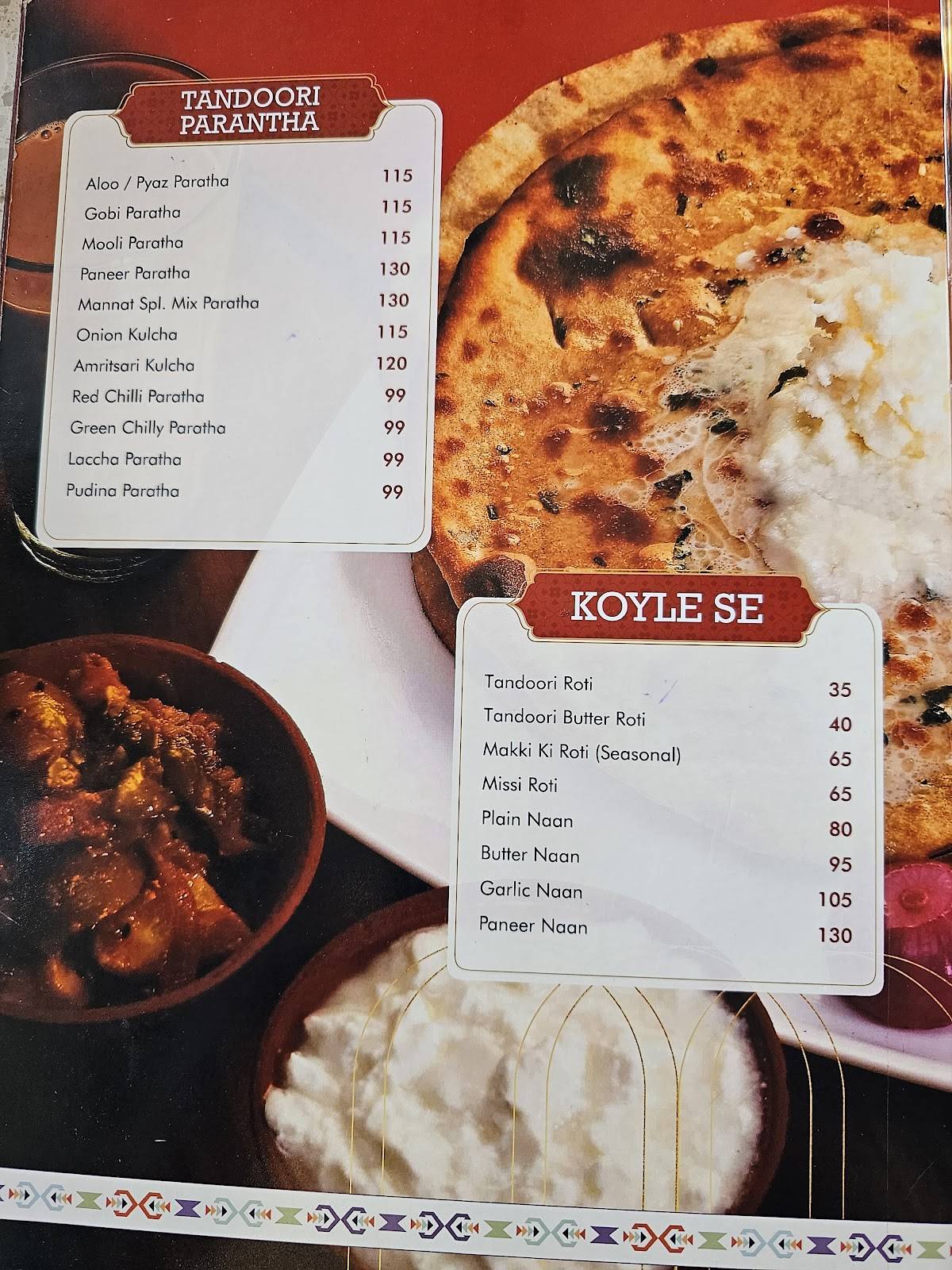Mannat Haveli Rohtak menu