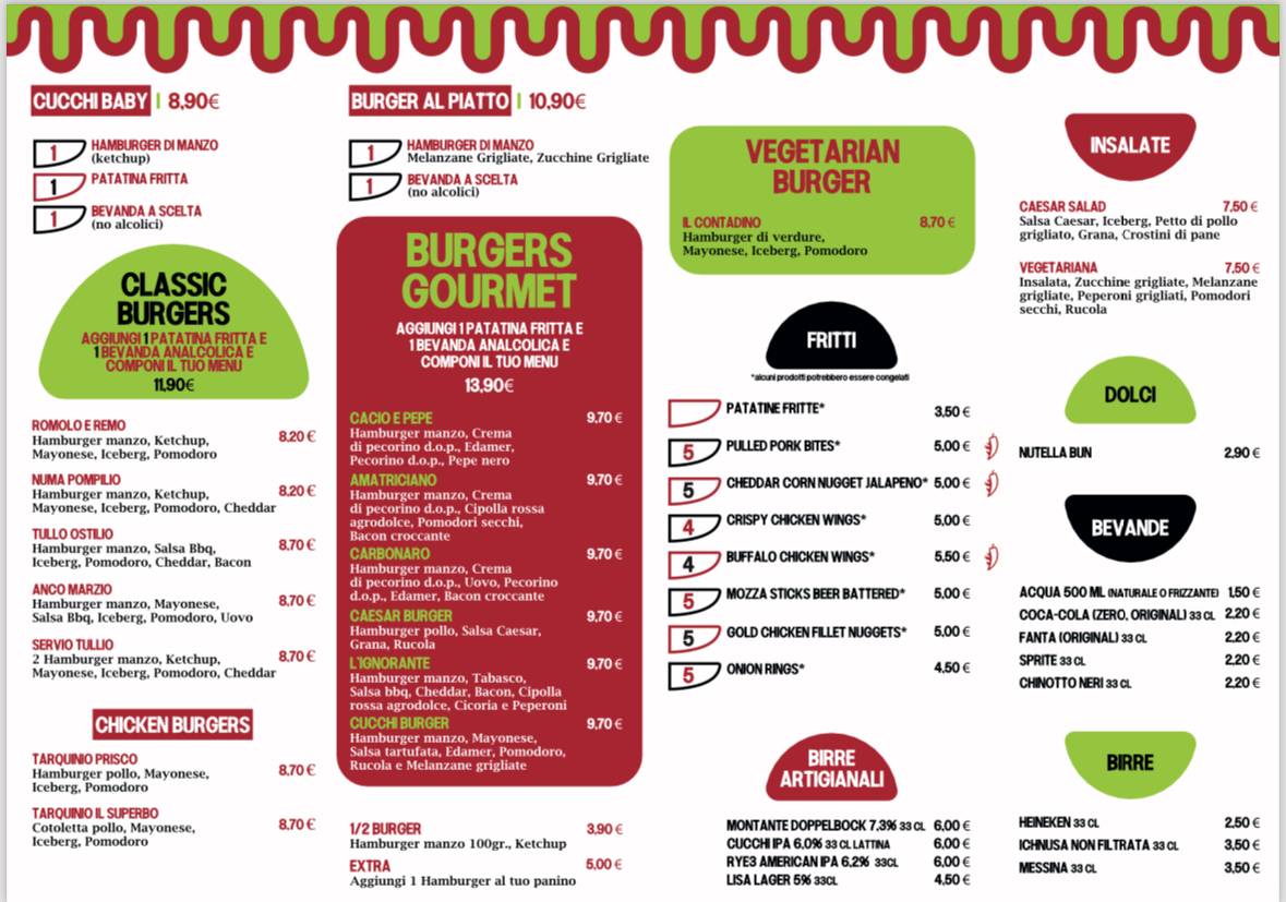 Menu di Cucchi Burgers - Mazzini 