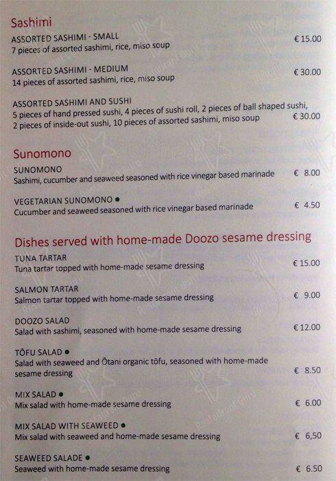 Menu di Doozo 