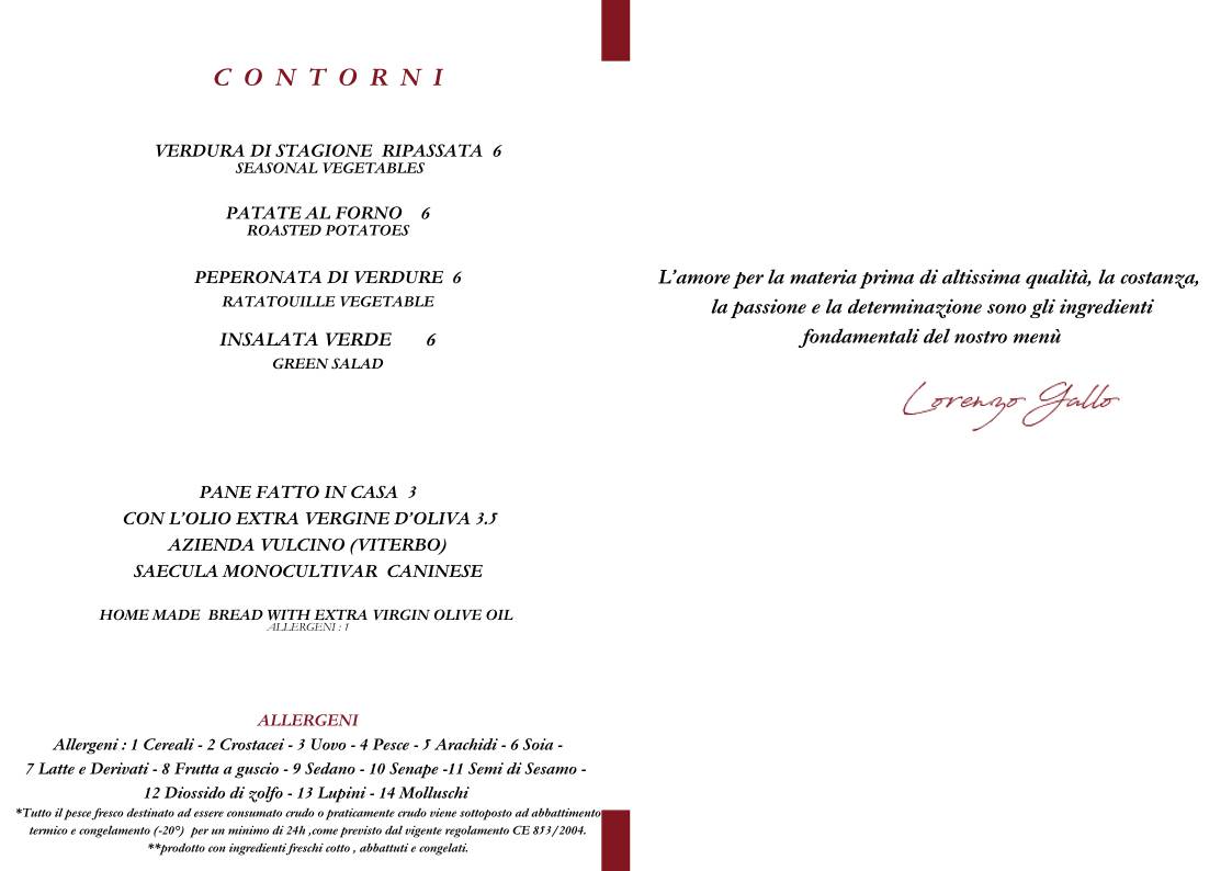 Menu de Gallo Ristorante di pesce