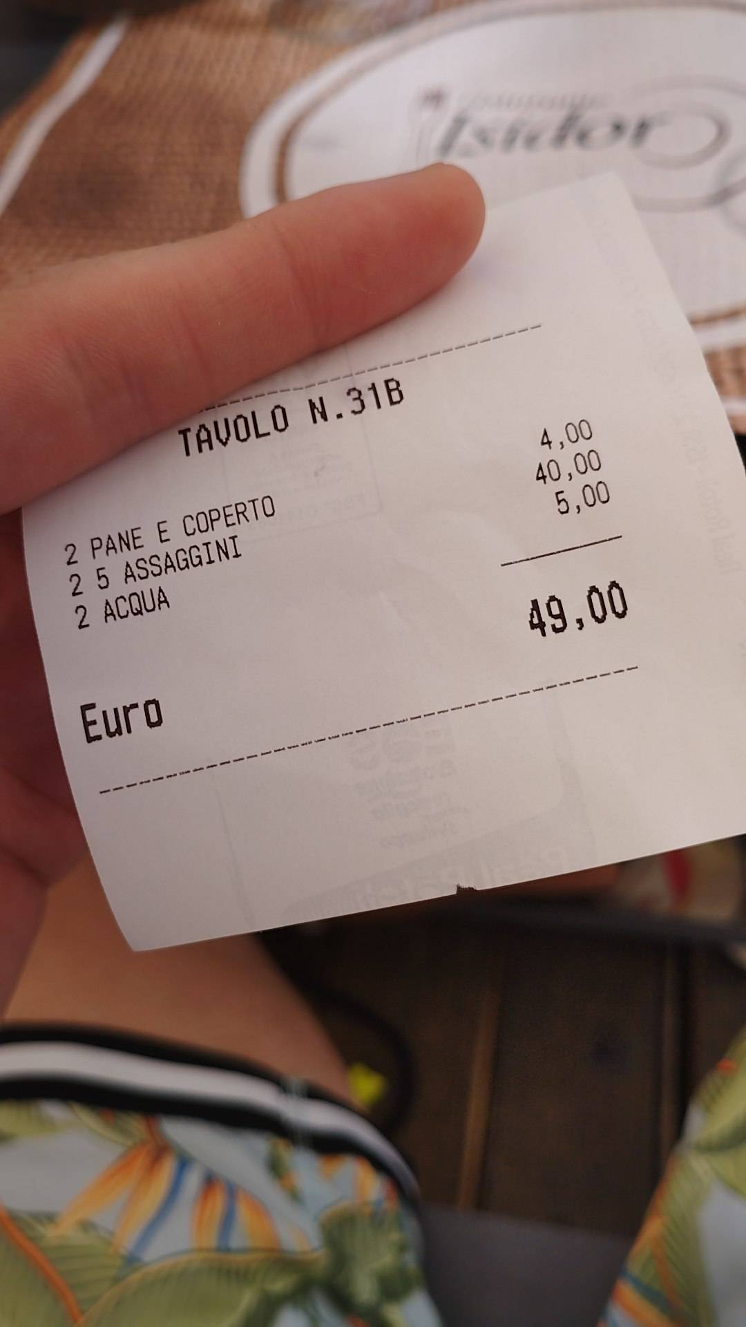 Menu di Hostaria Isidoro 