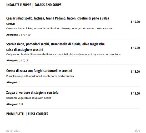 Menu di Il Grande Gatsby Bar & Restaurant 