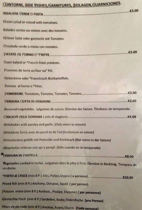 Menu de L'Angoletto Romano