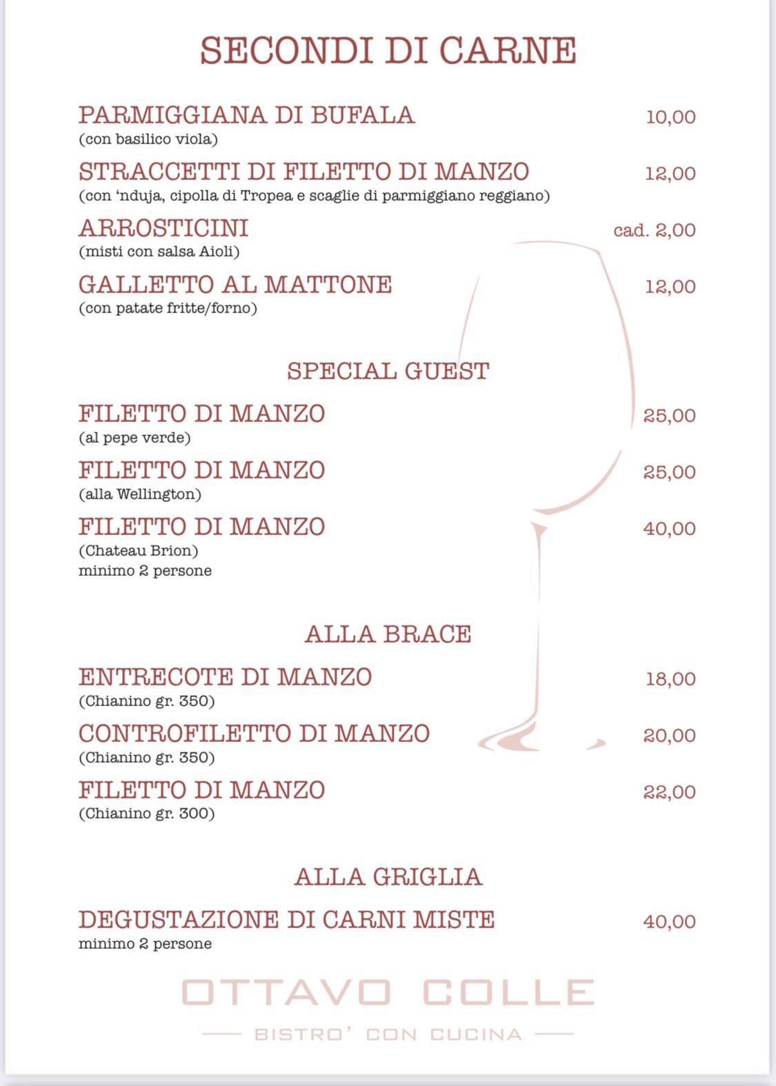 Menu di Ottavo Colle - Bistrot con Cucina 