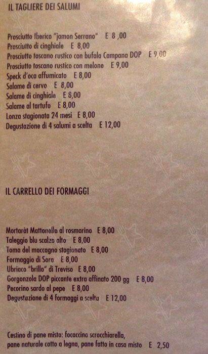 Menu di Perbacco 