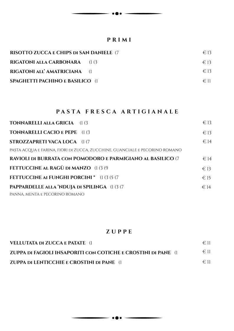 Menu di Vaca Loca 