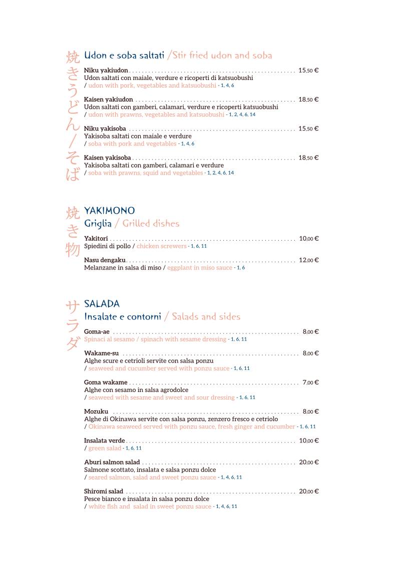 Menu di Shiroya - ristorante giapponese 