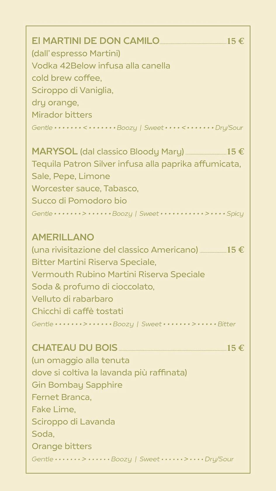 Menu di Terrazza Mirador Rome 