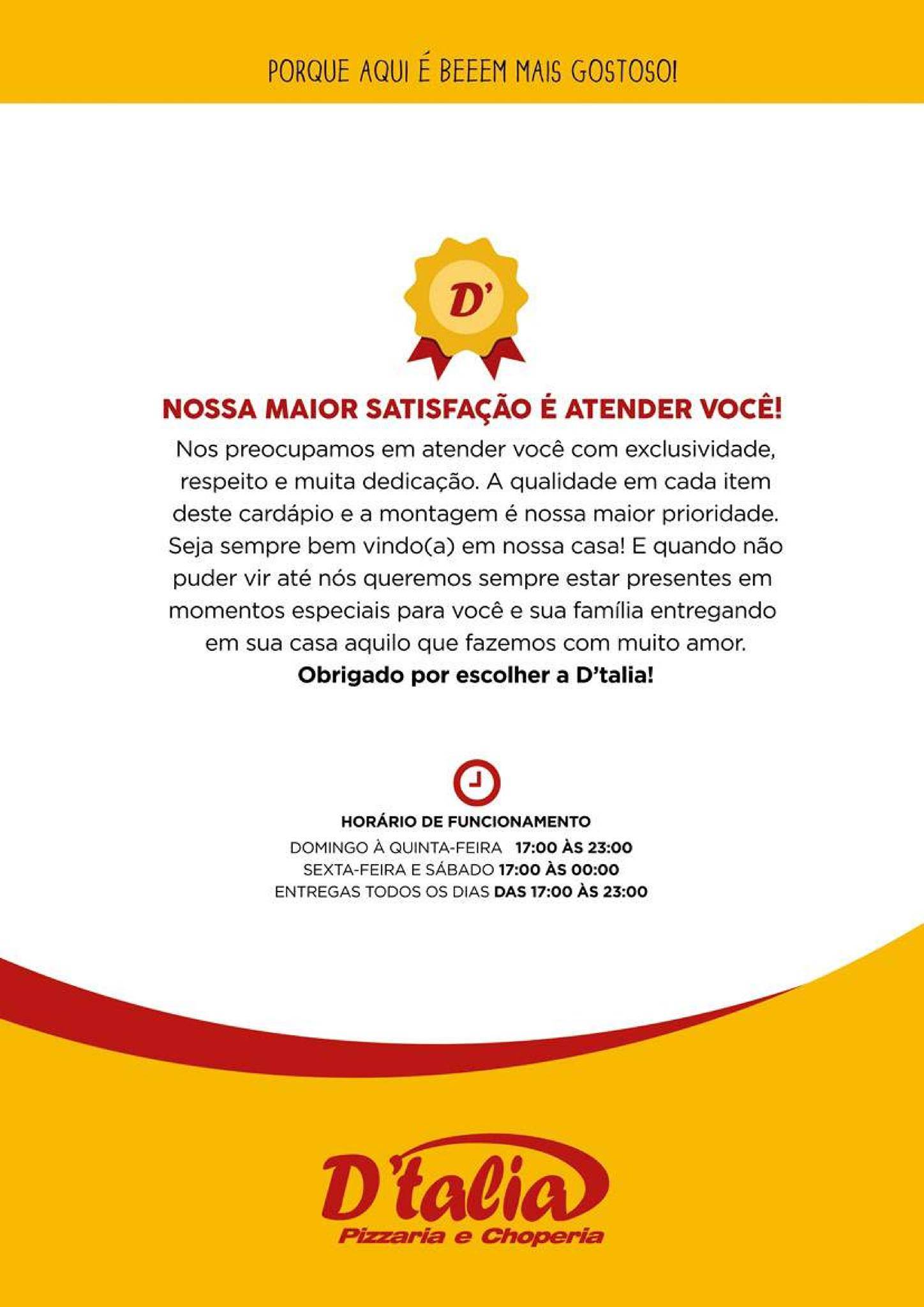 D'talia Pizzaria e Choperia - Rondonópolis cardápio