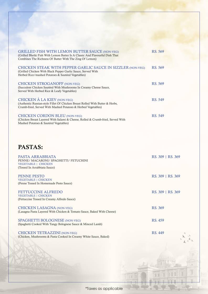 Roots of Calcutta menu